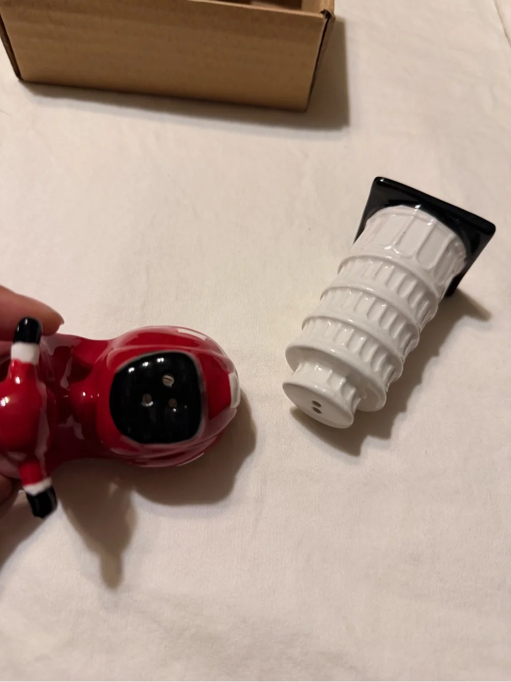 New world Market Salt & Pepper Shakers Set of White Pisa Tower & Red Scooter